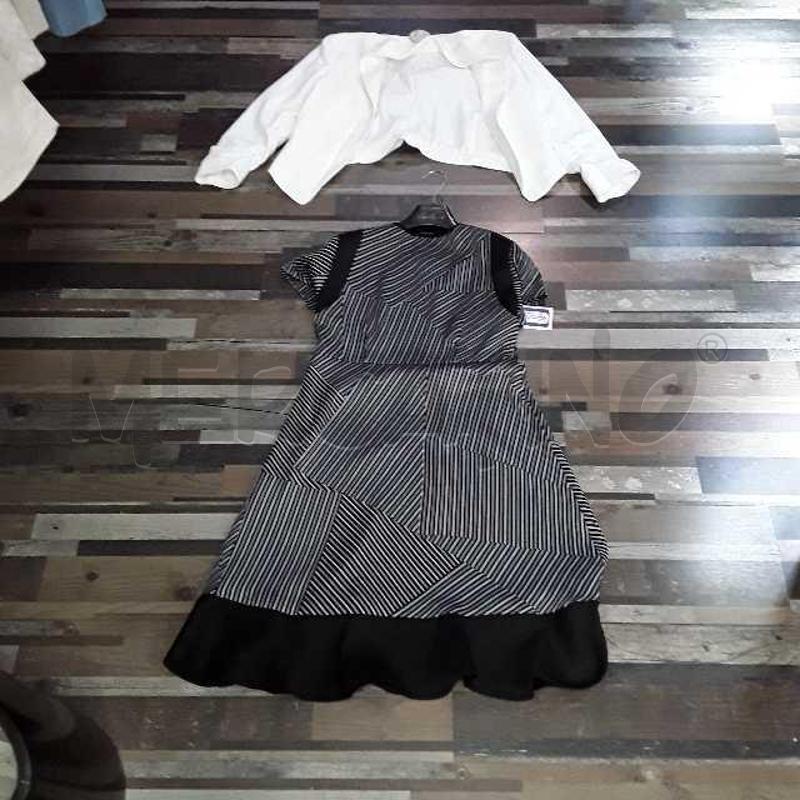 COMPLETO DONNA SISLEY VESTITO NERO RIGHINE+ COPRISPALLA BIANCO | Mercatino dell'Usato Montesilvano 1