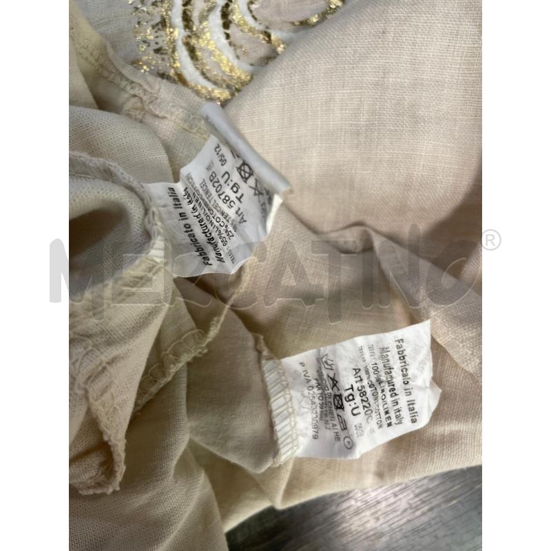COMPLETO DONNA SMARCHIATO BEIGE LINO CC BIANCO DORATO | Mercatino dell'Usato Montesilvano 4