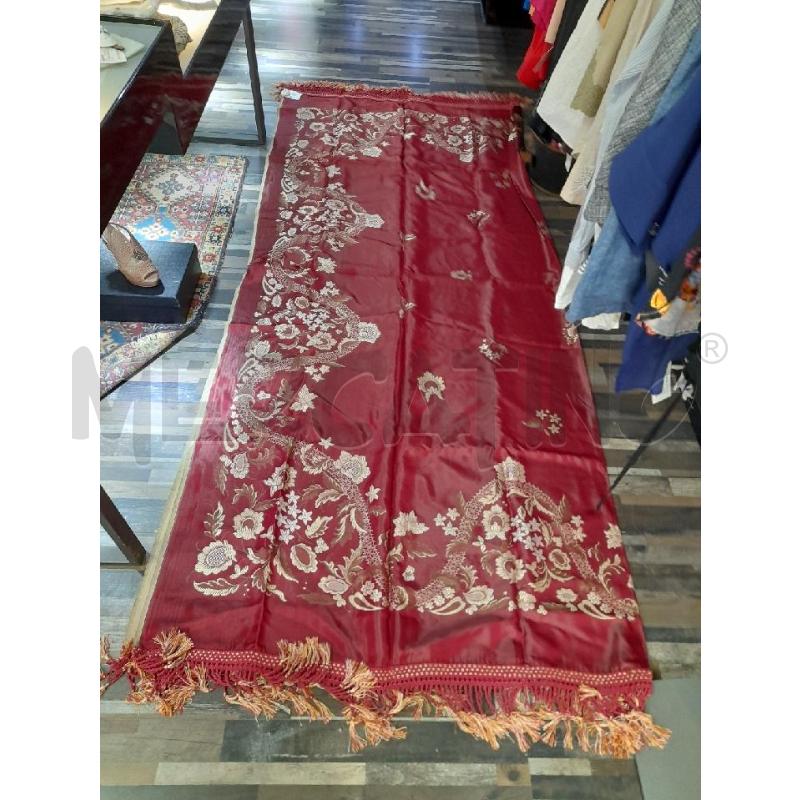 COPRI LETTO TIPO RASATO FIORATO ROSSO BEIGE FRANGE | Mercatino dell'Usato Montesilvano 1