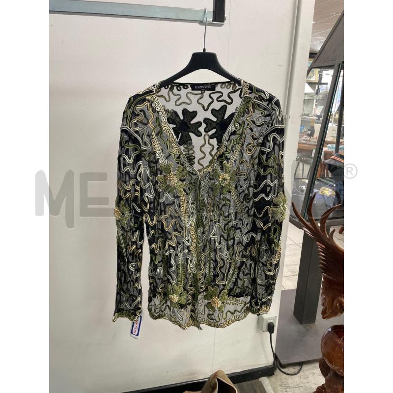 COPRI SPALLA CONOS NERO VELATO FICAMI FIORI VERDI BEIGE | Mercatino dell'Usato Montesilvano 1