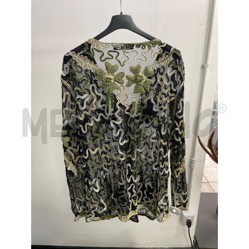 COPRI SPALLA CONOS NERO VELATO FICAMI FIORI VERDI BEIGE | Mercatino dell'Usato Montesilvano 3