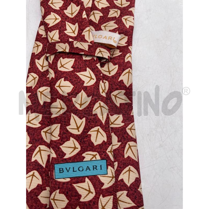 CRAVATTA BULGARI ROSSA FOGLIE BEIGE | Mercatino dell'Usato Montesilvano 2