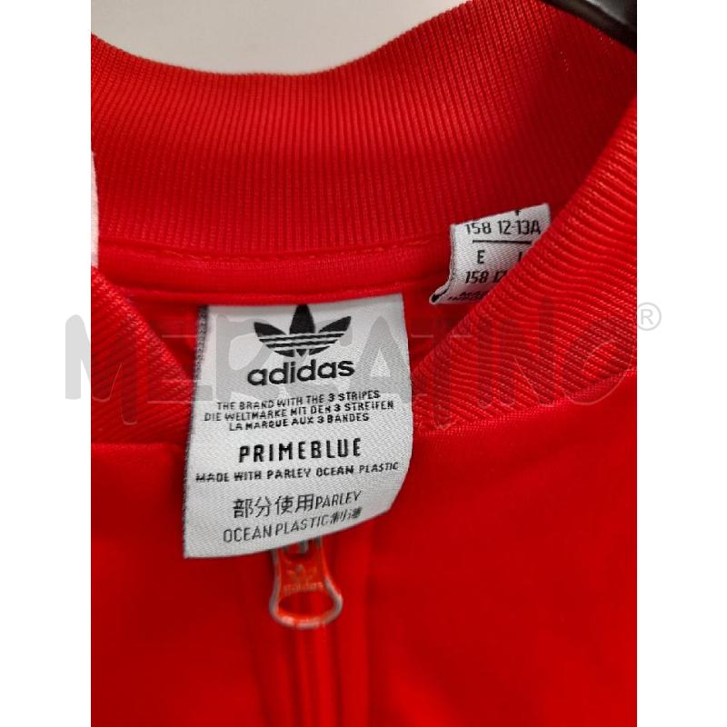 FELPA BAMBINO ADIDAS ROSSO LOGO RIGHE BIANCHE ZIP | Mercatino dell'Usato Montesilvano 3