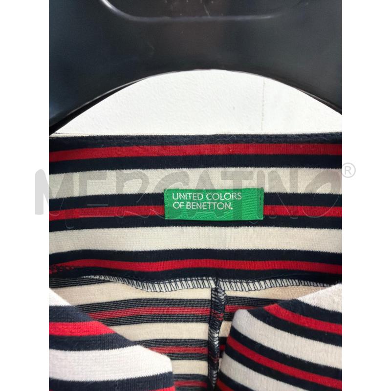 GIACCA DONNA BENETTON BIANCA RIGHINE ROSSE BLU | Mercatino dell'Usato Montesilvano 2