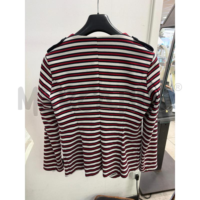 GIACCA DONNA BENETTON BIANCA RIGHINE ROSSE BLU | Mercatino dell'Usato Montesilvano 3