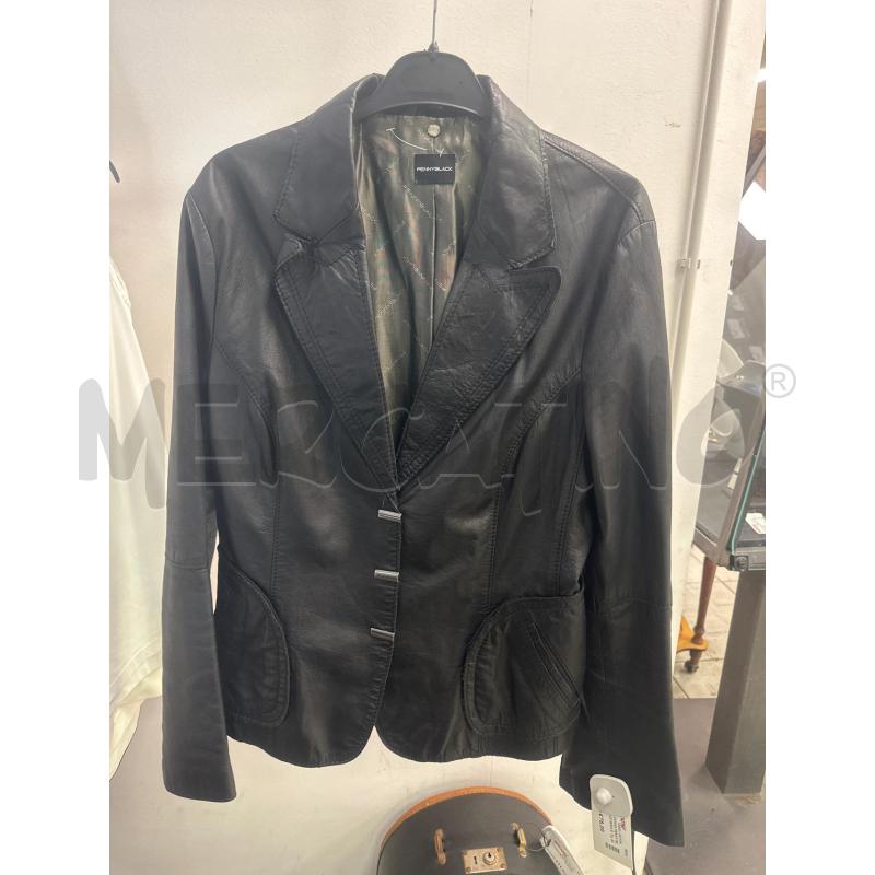 GIACCA DONNA PENNY BLACK PELLE NERA BOTTONI ARGENTATI RETTANGOLARI | Mercatino dell'Usato Montesilvano 1
