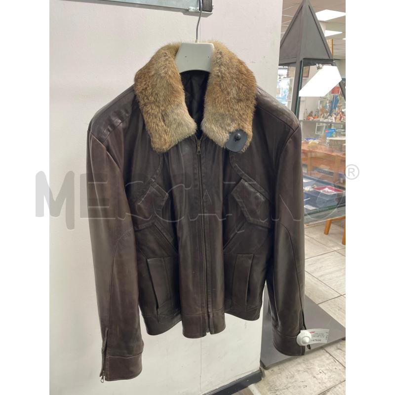 GIACCA UOMO VERA PELLE COLLO PELO BEIGE | Mercatino dell'Usato Montesilvano 1