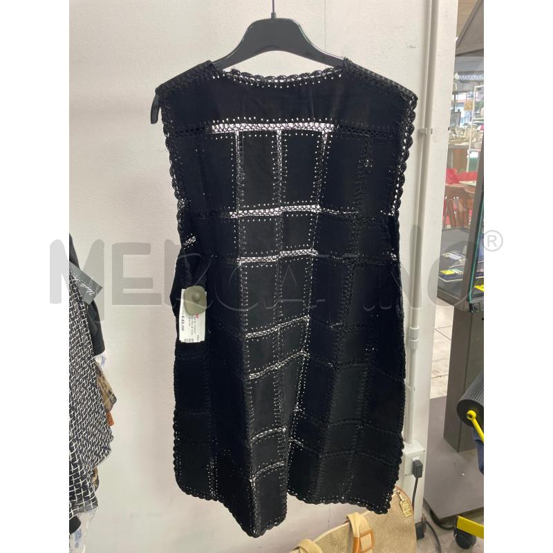 GILET DONNA PELLE SMARCHIATO STILE PATCHWORK NERO | Mercatino dell'Usato Montesilvano 3