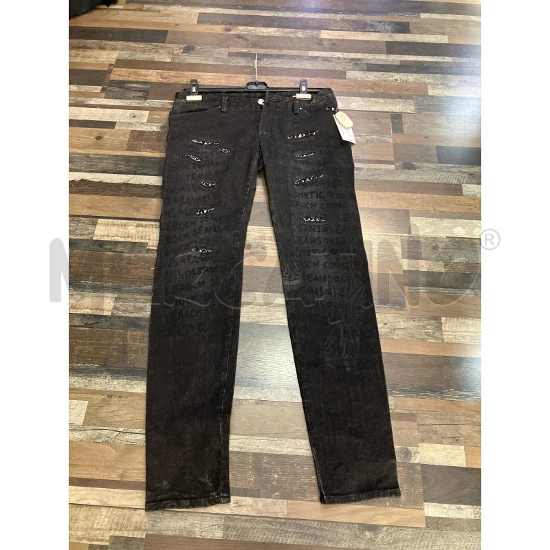 JEANS DONNA LE ROCK NERO BORCHIE SCRITTE | Mercatino dell'Usato Montesilvano 1