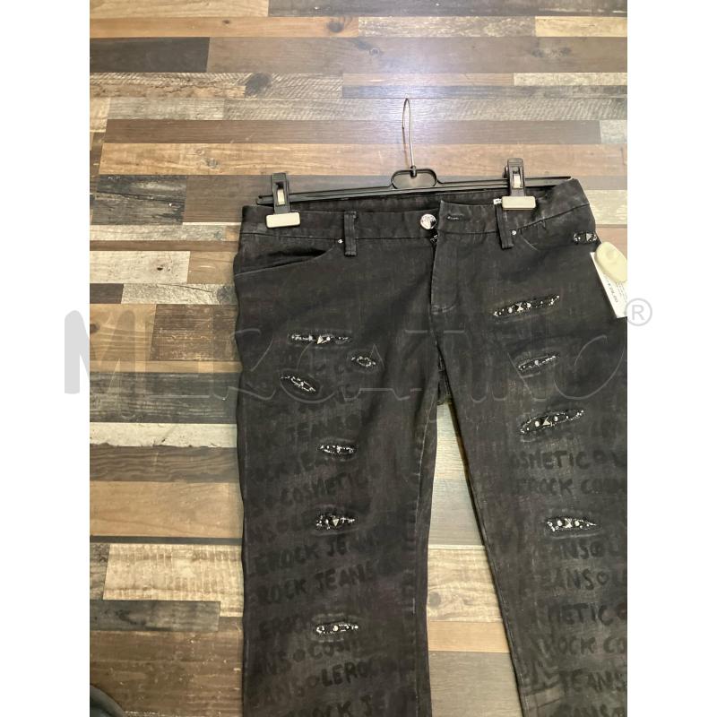 JEANS DONNA LE ROCK NERO BORCHIE SCRITTE | Mercatino dell'Usato Montesilvano 2