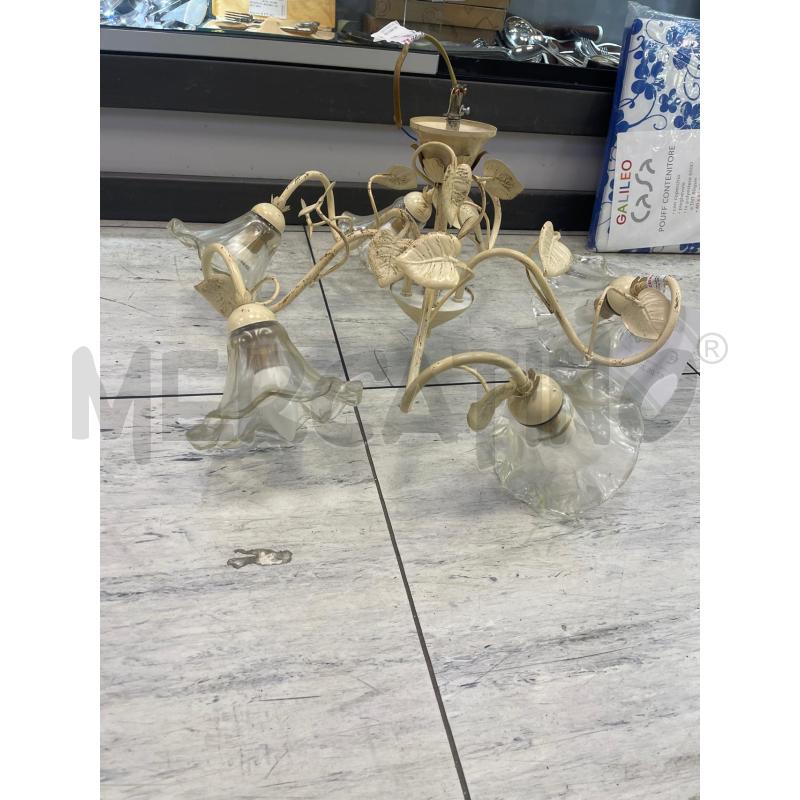 LAMPADARIO 5 BRACCIA BEIGE VETRO TRASPRENTE | Mercatino dell'Usato Montesilvano 2