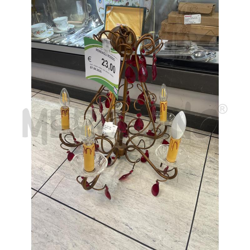LAMPADARIO 5 BRACCIA PENDAGLI ROSSIO | Mercatino dell'Usato Montesilvano 1