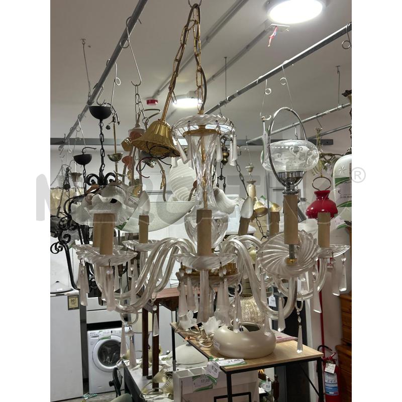 LAMPADARIO 8 LUCI VETRO | Mercatino dell'Usato Montesilvano 1