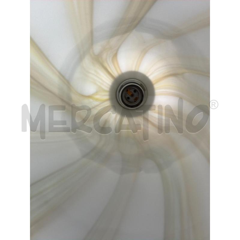 LAMPADARIO CAMPANA VETRO GIALLO BIANCO1 LUCE BASE LEGNO | Mercatino dell'Usato Montesilvano 3