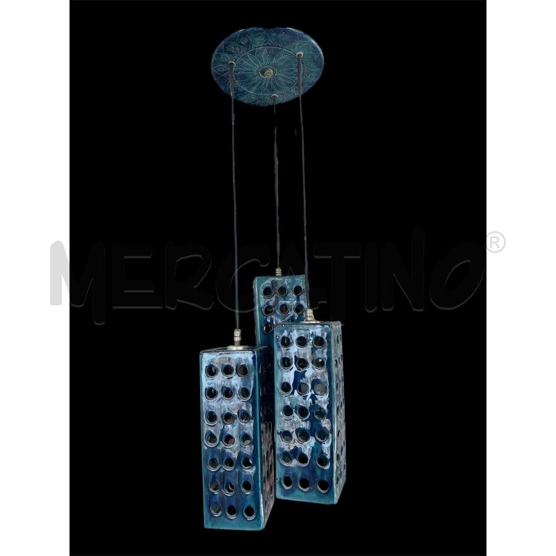 LAMPADARIO CERAMICA SOSPENSIONE H.80CM NELLO STILE BITOSSI 3 LUCI | Mercatino dell'Usato Montesilvano 1