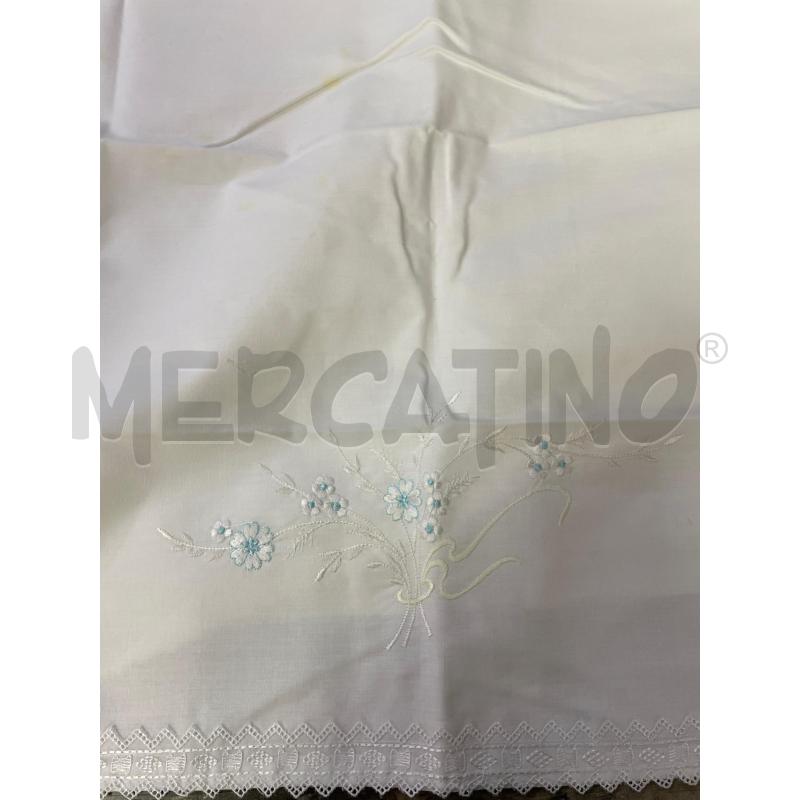 LENZUOLO MATRIMONIALE BIANCO FIORI BIANCHI AZZURRI  | Mercatino dell'Usato Montesilvano 2