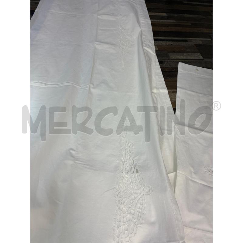 LENZUOLO MATRIMONIALE BIANCO INSERTI TOMBOLO BIANCO | Mercatino dell'Usato Montesilvano 3