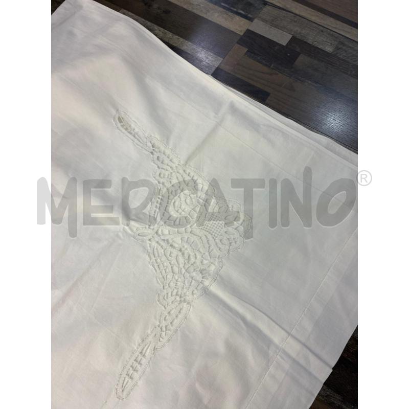 LENZUOLO MATRIMONIALE BIANCO INSERTI TOMBOLO BIANCO | Mercatino dell'Usato Montesilvano 4