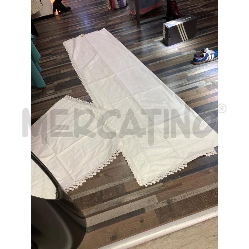 LENZUOLO MATRIMONIALE COTONE APPLICAZIONI UNCINETTO + 2 FEDERE | Mercatino dell'Usato Montesilvano 1
