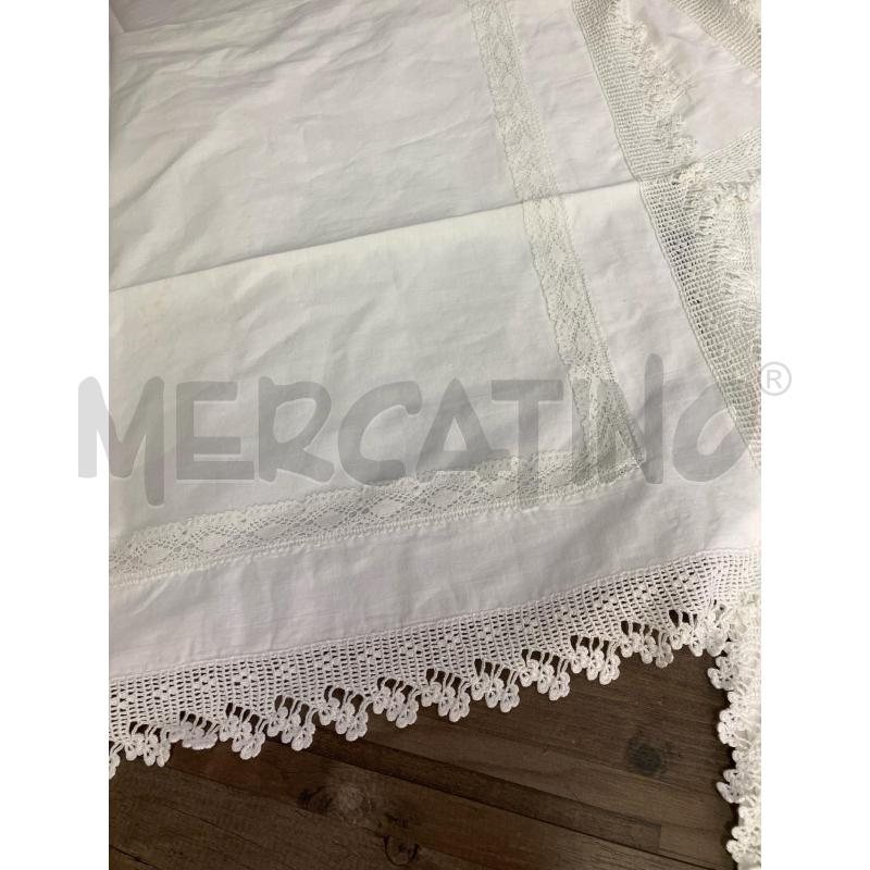 LENZUOLO MATRIMONIALE COTONE APPLICAZIONI UNCINETTO + 2 FEDERE | Mercatino dell'Usato Montesilvano 2