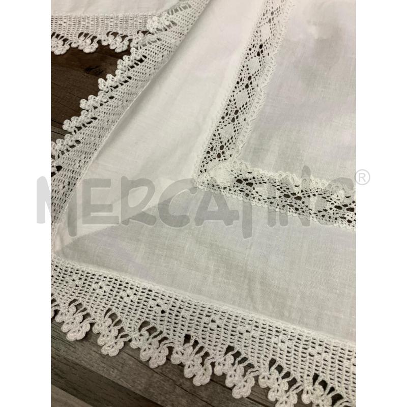 LENZUOLO MATRIMONIALE COTONE APPLICAZIONI UNCINETTO + 2 FEDERE | Mercatino dell'Usato Montesilvano 3