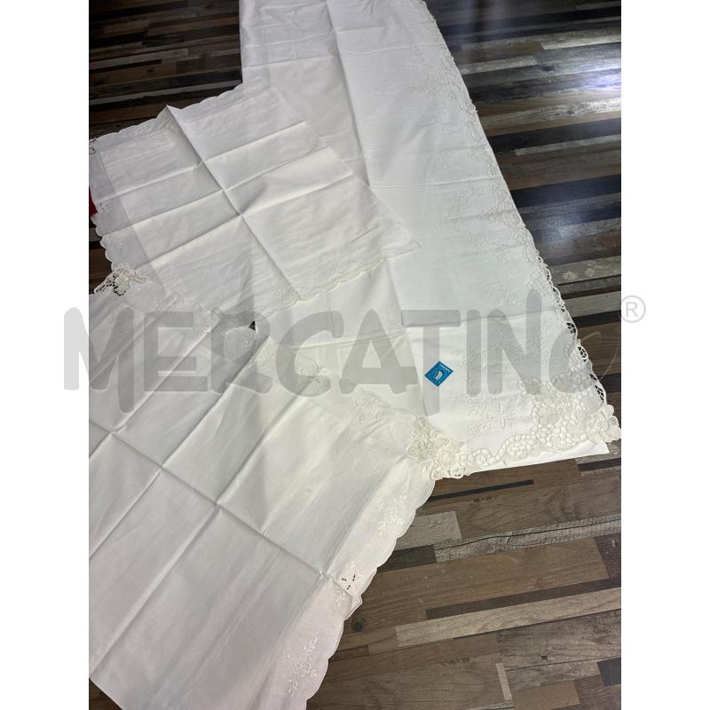 LENZUOLO MATRIMONIALE LINO FIORI RICAMATI MACCHINA+ FEDERE | Mercatino dell'Usato Montesilvano 3