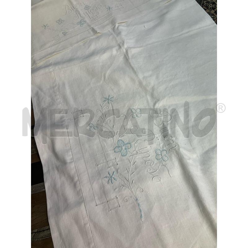 LENZUOLO MATRIMONIALE N 2 RICAMATO + FEDERE | Mercatino dell'Usato Montesilvano 3