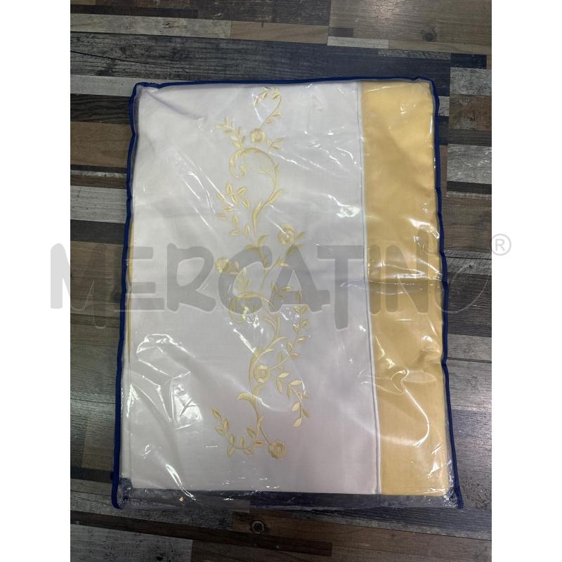 LENZUOLO MATRIMONIALE PARURE BIANCO GRECA GIALLA FIORI GIALLI | Mercatino dell'Usato Montesilvano 2