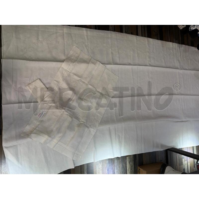 LENZUOLO MATRIMONIALE RICAMATO+ FEDERE PURO LINO | Mercatino dell'Usato Montesilvano 2