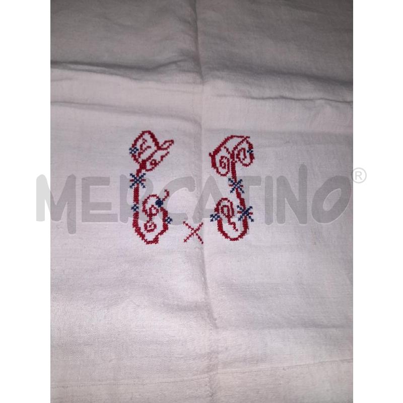 LENZUOLO MATRIMONIALE RICAMO INIOZIALE PUNTO CROCE ROSSO | Mercatino dell'Usato Montesilvano 2