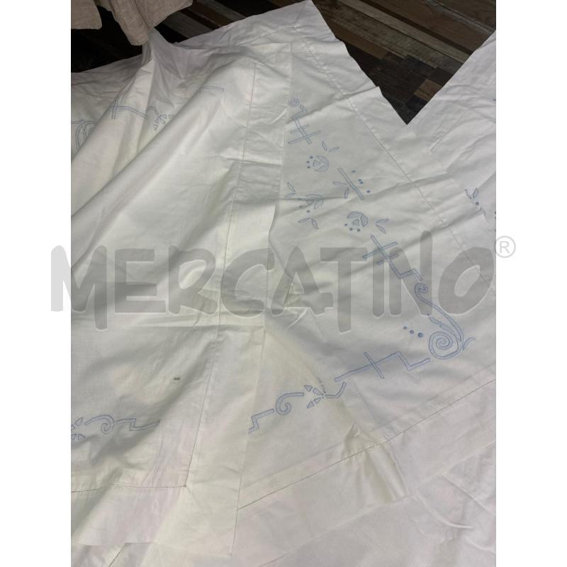 LENZUOLO MATRIMONIALE + 2 FEDERE RICAMATO BLU | Mercatino dell'Usato Montesilvano 5