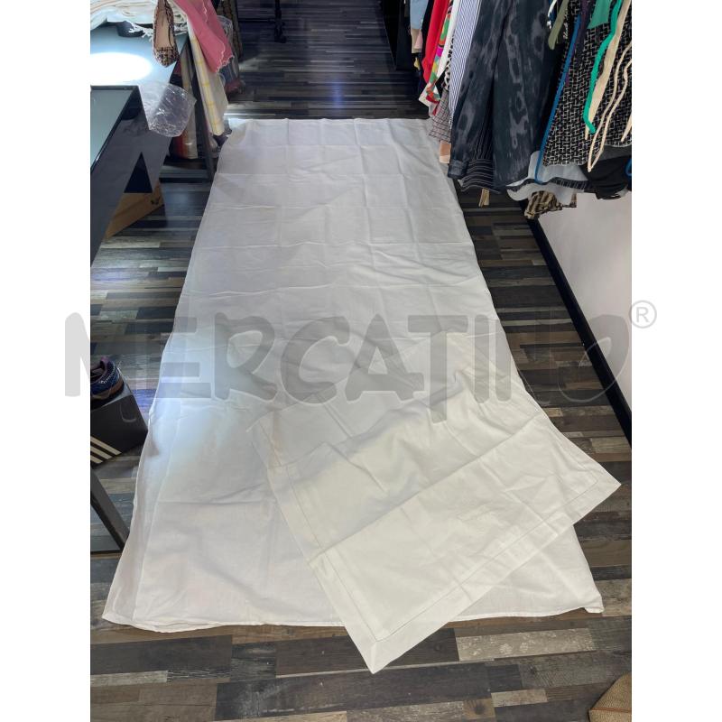 LENZUOLO MATRIMONIALE + FEDERE MISTO LINO BIANCO FIORI RICAMATI MACCHINA | Mercatino dell'Usato Montesilvano 1