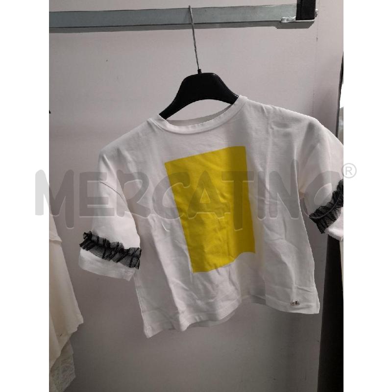 MAGLIA BAMBINA PACIOTTI BIANCA QUADRATO GIALLO TULLE NERO MANICHE  | Mercatino dell'Usato Montesilvano 1