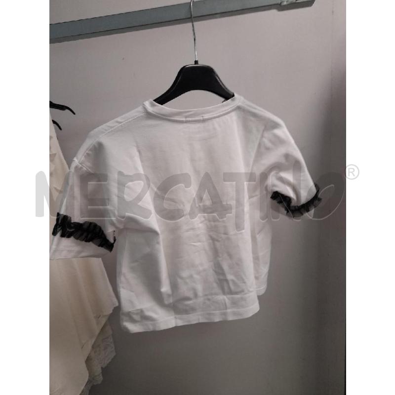 MAGLIA BAMBINA PACIOTTI BIANCA QUADRATO GIALLO TULLE NERO MANICHE  | Mercatino dell'Usato Montesilvano 3