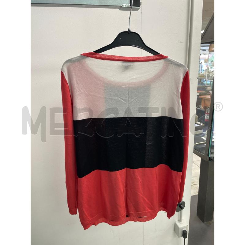 MAGLIA DONNA ARMANI JEANS CORALLO STRISCIA NERA BIANCA | Mercatino dell'Usato Montesilvano 3