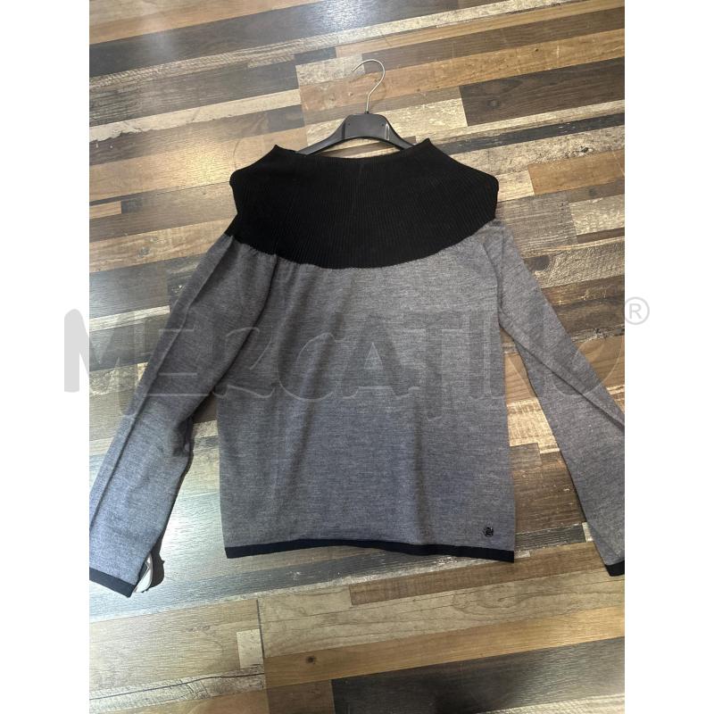 MAGLIA DONNA ARMANI JEANS GRIGIA COLLO NERO | Mercatino dell'Usato Montesilvano 1