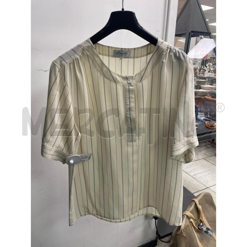 MAGLIA DONNA BRUNETTE SETA BIANCA RIGHINE GRIGIE | Mercatino dell'Usato Montesilvano 1