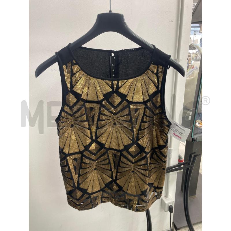 MAGLIA DONNA CANOTTA NERO PAILETTES DORATO SISLEY TG S | Mercatino dell'Usato Montesilvano 1