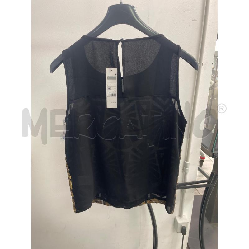 MAGLIA DONNA CANOTTA NERO PAILETTES DORATO SISLEY TG S | Mercatino dell'Usato Montesilvano 2