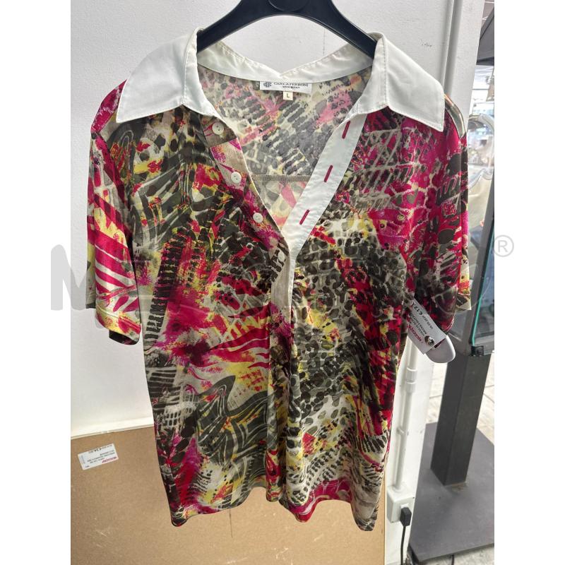 MAGLIA DONNA CARLA FERRONI FANTASIA COLLETTO BIANCO TG L | Mercatino dell'Usato Montesilvano 1