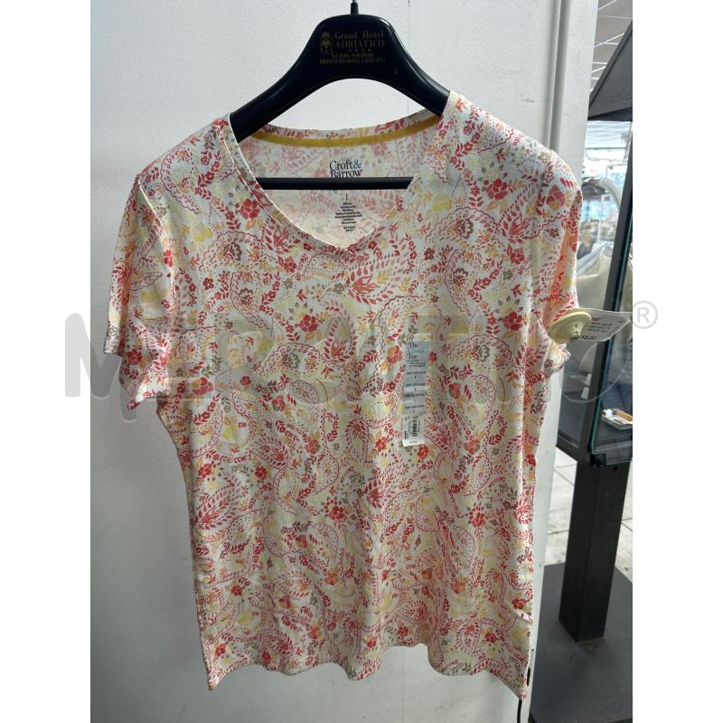 MAGLIA DONNA CROFT & BARROW BIANCA FIORI ROSSI GIALLI ARANCIO | Mercatino dell'Usato Montesilvano 1