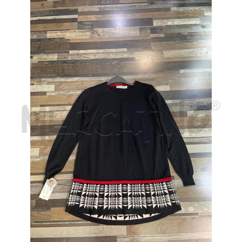 MAGLIA DONNA D EXTERIOR NERA ROSSA STRISCIA FANTASIA BIANCA  | Mercatino dell'Usato Montesilvano 1