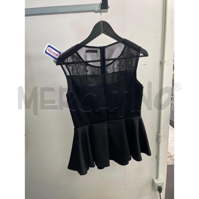 MAGLIA DONNA ELISA LEANDRI NERA SMANICATA FIORI BIANCHI | Mercatino dell'Usato Montesilvano 3