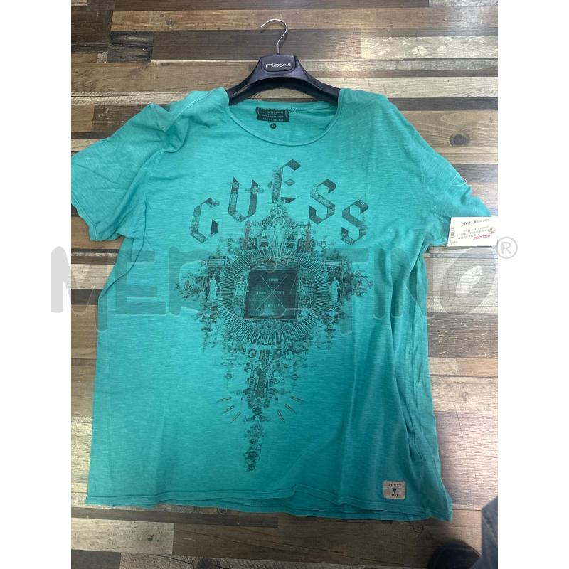 MAGLIA DONNA GUESS AZZURRA STAMPATA NERA | Mercatino dell'Usato Montesilvano 1