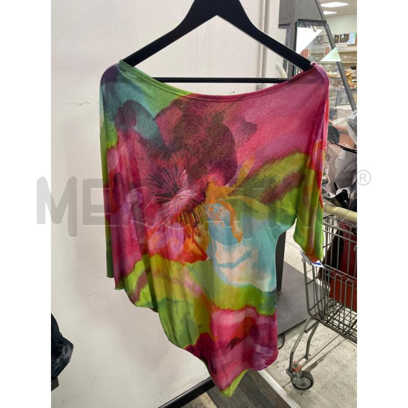 MAGLIA DONNA HUNZAPLEAZE MEZZA MANICA CREPE VERDE FANTASIA FIORI | Mercatino dell'Usato Montesilvano 1