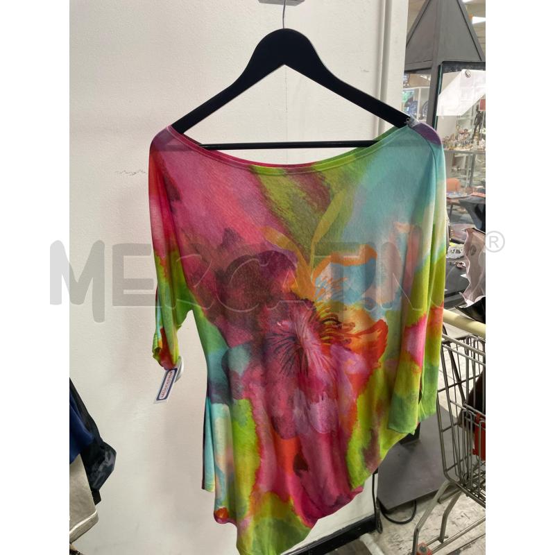 MAGLIA DONNA HUNZAPLEAZE MEZZA MANICA CREPE VERDE FANTASIA FIORI | Mercatino dell'Usato Montesilvano 2