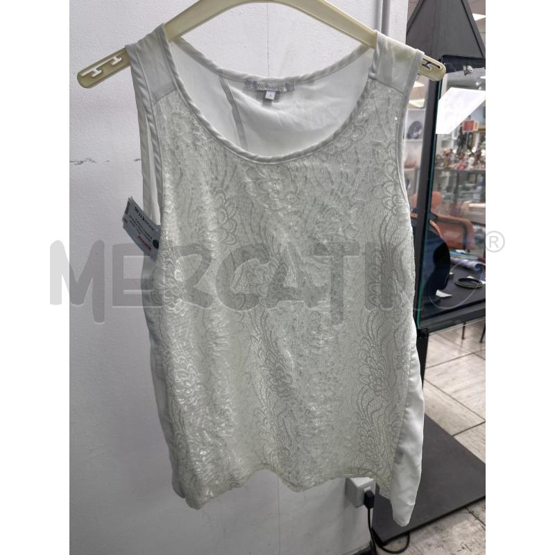 MAGLIA DONNA KORALLINE BIANCA SMANICATA PIZZO PALLETTES | Mercatino dell'Usato Montesilvano 1