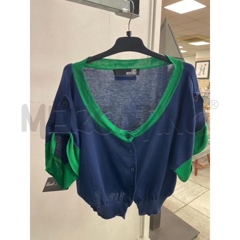MAGLIA DONNA LOVE MOSCHINO CROP BLU VERDE MEZZA MANICA | Mercatino dell'Usato Montesilvano 1