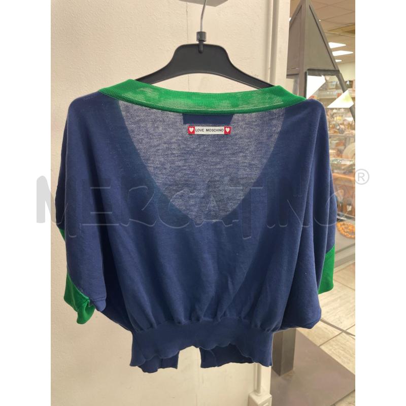 MAGLIA DONNA LOVE MOSCHINO CROP BLU VERDE MEZZA MANICA | Mercatino dell'Usato Montesilvano 3
