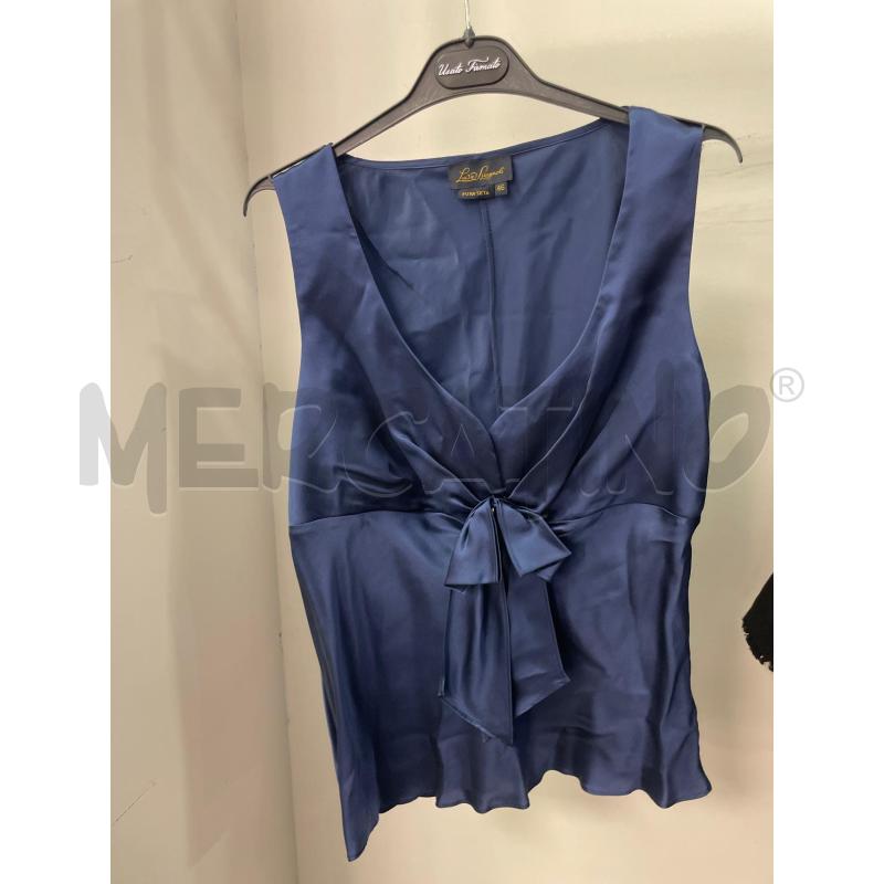 MAGLIA DONNA LUISA SPAGNOLI BLU SMANICATA FIOCCO SETA | Mercatino dell'Usato Montesilvano 1
